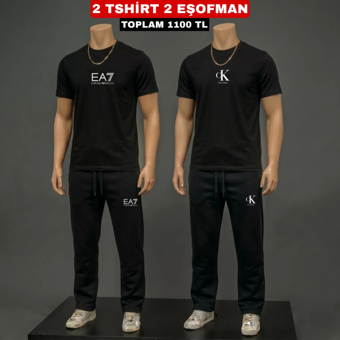 EA7 SİYAH TSHİRT TAKIM - CK  SİYAH TSHİRT TAKIM