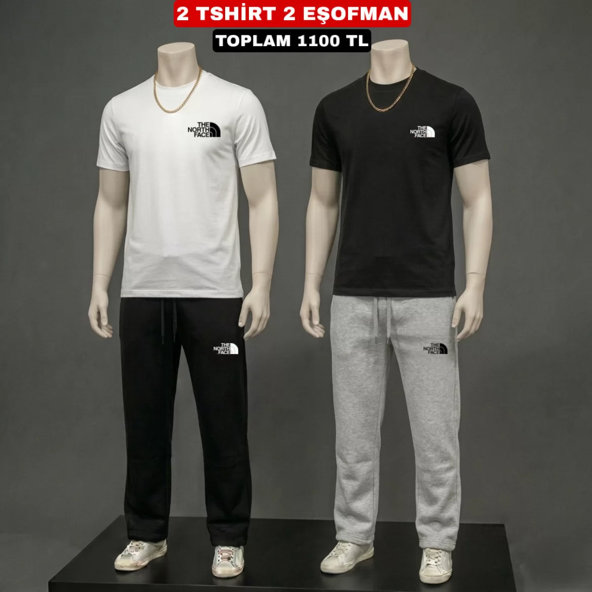 NORTH SİYAH VE BEYAZ TSHİRT TAKIM