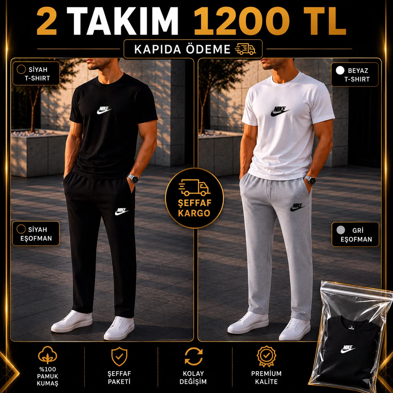 NİKE SİYAH TSHİRT TAKIM -  BEYAZ TSHİRT TAKIM